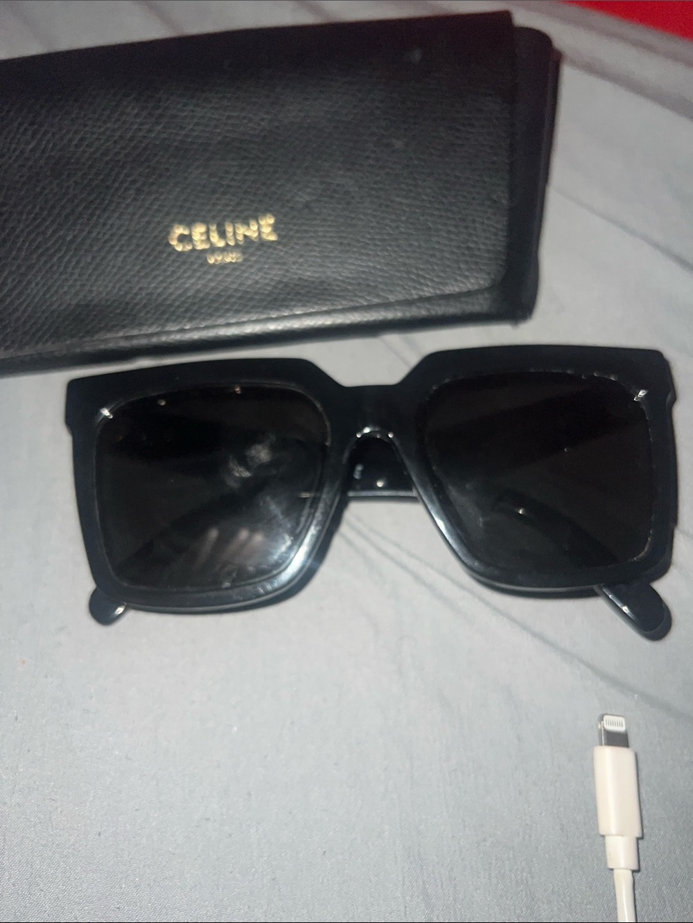 Celine Black Square Sunglasses with Black Case